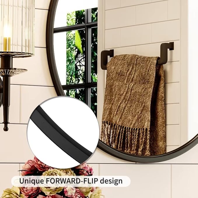 Growsun 30'' Black Round Mirror, Circle Wall Mirror for Bathroom Vanity, Entryway Living Room with Metal Frame for Home Decor