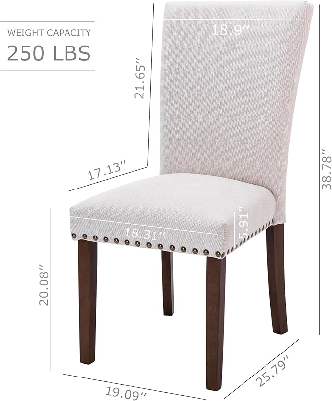 COLAMY Upholstered Dining Chairs Set of 4, Parsons Style Linen Beige Accent Chairs with High Back, for Round Kitchen Table or Small Dining Room – Comfortable & Stylish