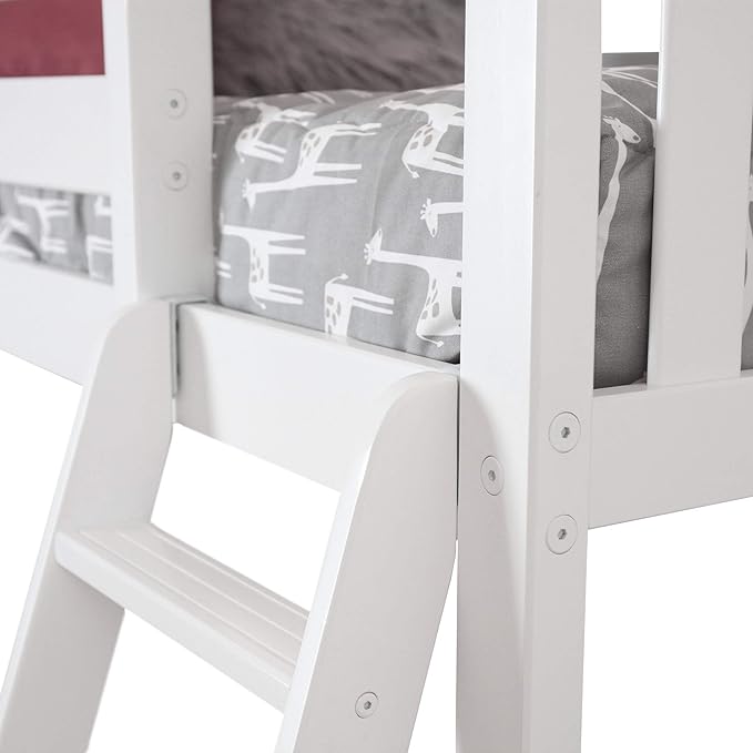 Max & Lily Triple Twin Bunk Bed, Solid Wood Bed Frame For Kids, No Box Spring Needed, Easy Assembly, White