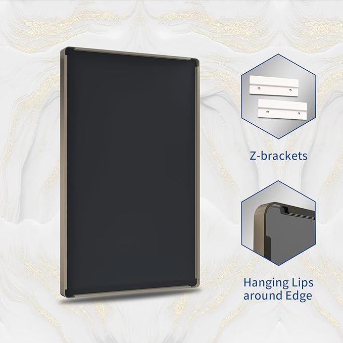 WEER 55x30 Inch Bronze Bathroom Mirror for Vanity, Brushed Bronze Metal Frame Rounded Rectangle Mirror with Tempered Glass, Anti-Rust (Horizontal/Vertical)