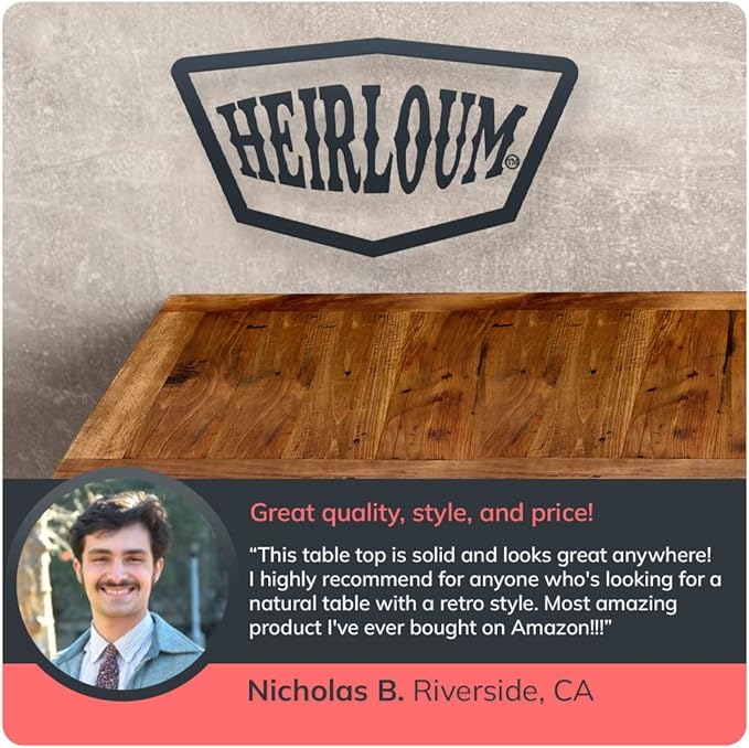 Reclaimed Wood Table Top - Rustic Recycled Solid Wooden Piece Perfect for Signs, Counters, Kitchens Table Tops (Reclaimed Wood Tabletop with Breadboard Ends, 36" x 36")