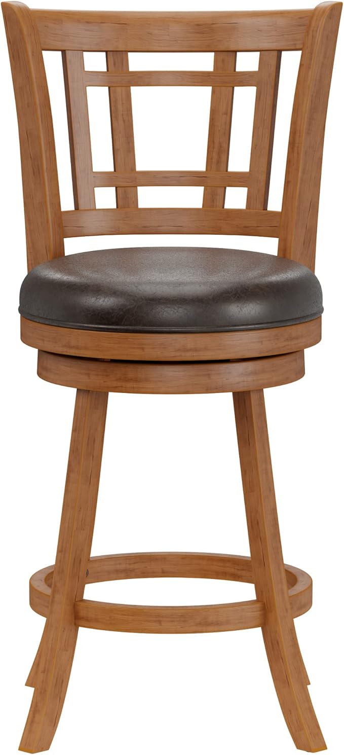 Hillsdale Fairfox Swivel Stool with Rectangular Lattice Back, Counter Height, Oak