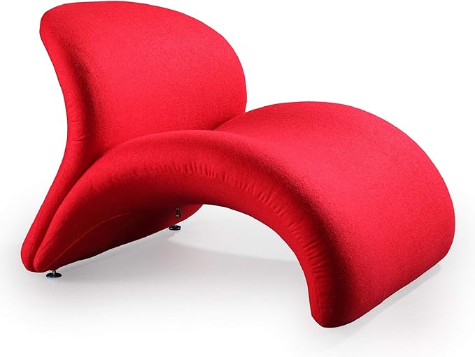 Manhattan Comfort Rosebud Modern Accent Chair Upholstered in Wool Blend, Ideal for Pop Living Room Usage, Abstract Lounge Seat with Metal Legs, Fully Assembled, Set of 3, Red, Yellow and Fuchsia Pink