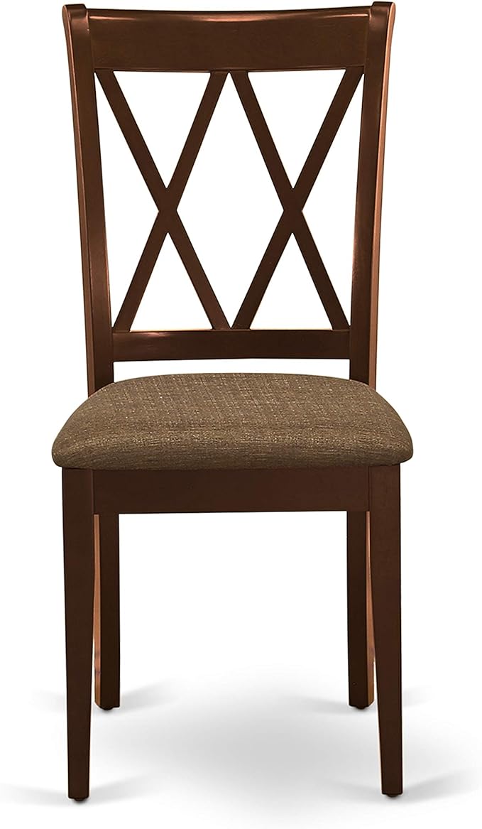 East West Furniture DUCL6-MAH-C 6 Piece Kitchen Table & Chairs Set Contains a Rectangle Dining Room Table and 4 Linen Fabric Dining Chairs with a Bench, 36x60 Inch, Mahogany