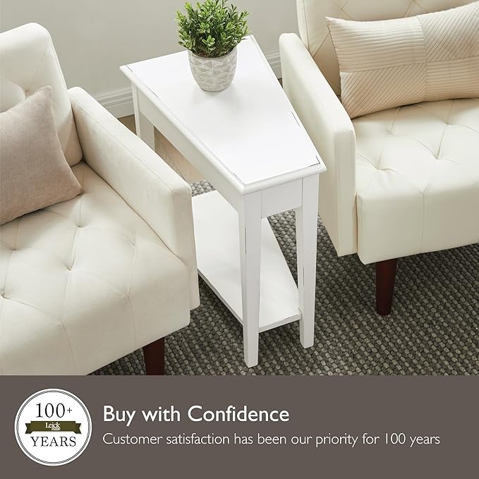 Leick Home Haven Ridge Wedge End Table, Tapered Side Table, Farmhouse White, 214395