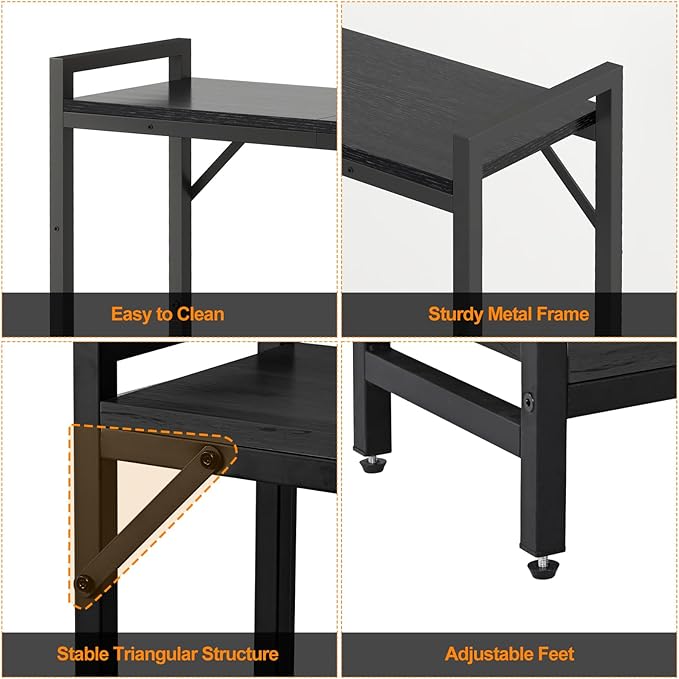 Narrow Console Table, 2 Tier Small Entryway Table, Sofa Table with 2 Support Bar, Industrial Couch Table, Thin Side Table, Display Table for Living Room, Hallway, Bedroom, Foyer, Black
