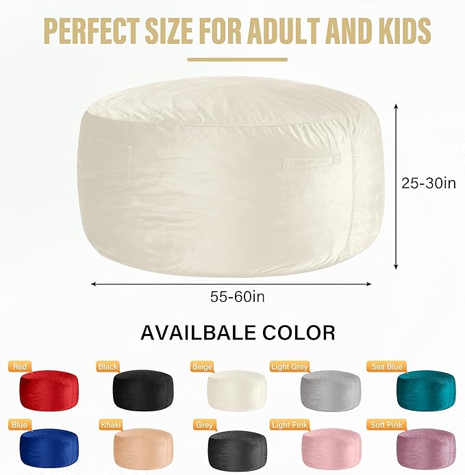 HABUTWAY Bean Bag Chair: Giant 6' Memory Foam Furniture Bean Bag Chair with Microfiber Cover - 6Ft,Beige