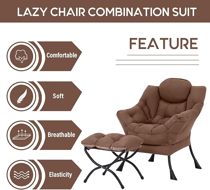 LITA Modern Accent Leisure Upholstered Sofa Chair, Contemporary Lounge Reading Chair with Armrests and a Side Pocket for Living Room, Bedroom & Small Space, Dark Brown