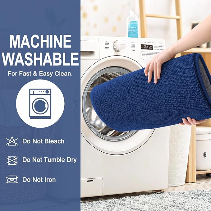 OLANLY Thick Memory Foam Bath Mat Rug 34x21, Extra Soft Absorbent Bathroom Rug, Quick Dry Bath Mats, Non-Slip, Machine Washable Carpet for Bathroom, Tub and Shower, Home Decor Accessories, Navy