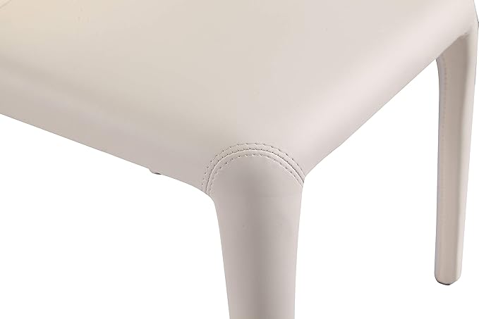 Manhattan Comfort Conrad Mid Century Modern Dining Chairs Woven Tweed Upholstered Kitchen Furniture with Contoured Back, Foam Padding & Metal Legs, Set of 2, Cream