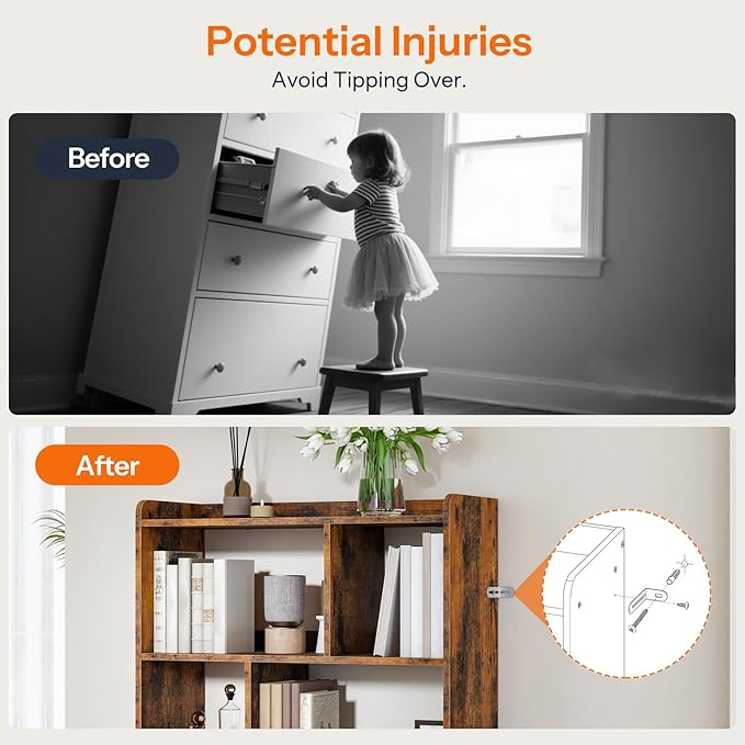 HOOBRO 6 Cube Bookshelf, 4 Tier Bookcase with Legs, Mid-Century Modern Bookshelves, Large Open Storage Shelf, Wooden Book Case for Living Room, Bedroom, Office, Kitchen, Rustic Brown FG116SJ01