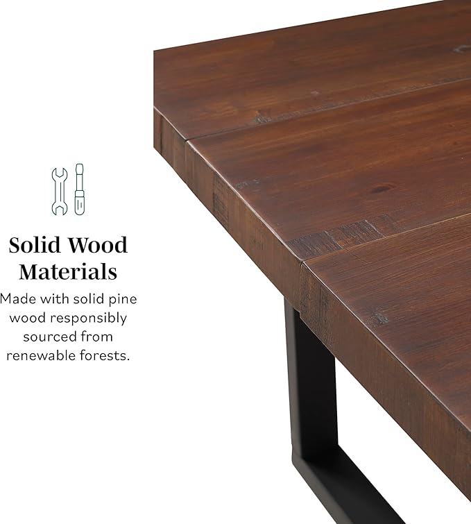 Walker Edison Durango Distressed Solid Wood Dining Table, 72 Inch, Rustic Oak