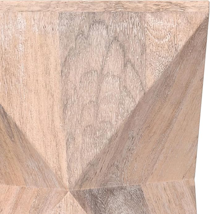 SIMPLIHOME Sutton 14-inch Wide Solid Mango End Table in Cerused Natural with Square Geometric Design for Living Room, Assembled
