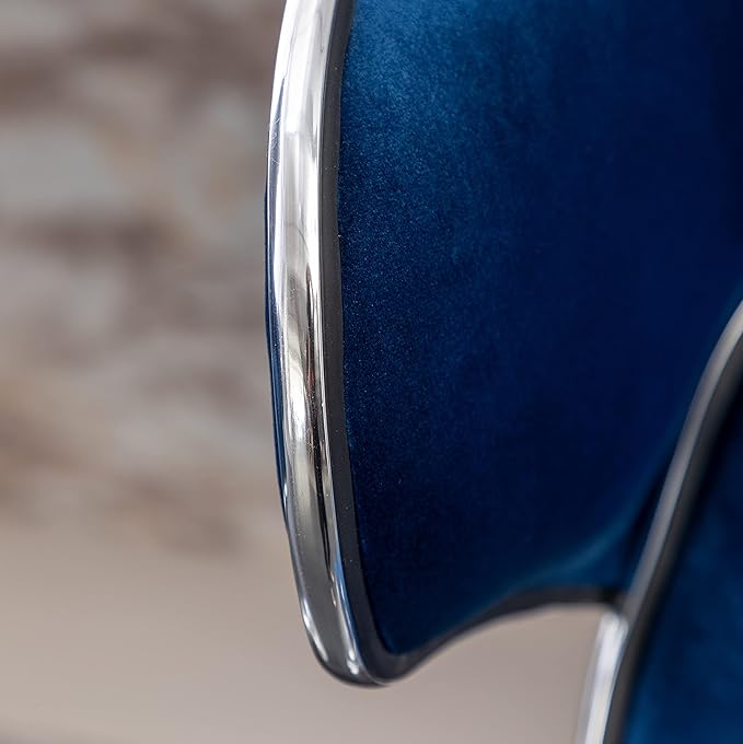 Roundhill Furniture Masaccio Velvet Upholstered Adjustable Swivel Barstool, Set of 2, Blue