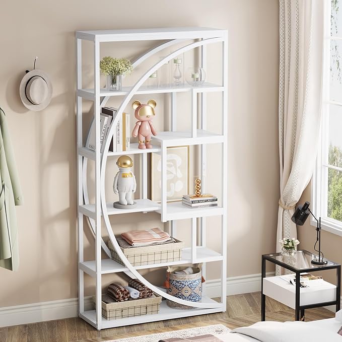 Tribesigns Bookshelf, Modern 5-Tier Etagere Bookcase, 70.8 inch Tall Bookshelf with 8 Open Storage Shelf, Book Shelf Display Tack Shelving Unit for Home Office Living Room, White