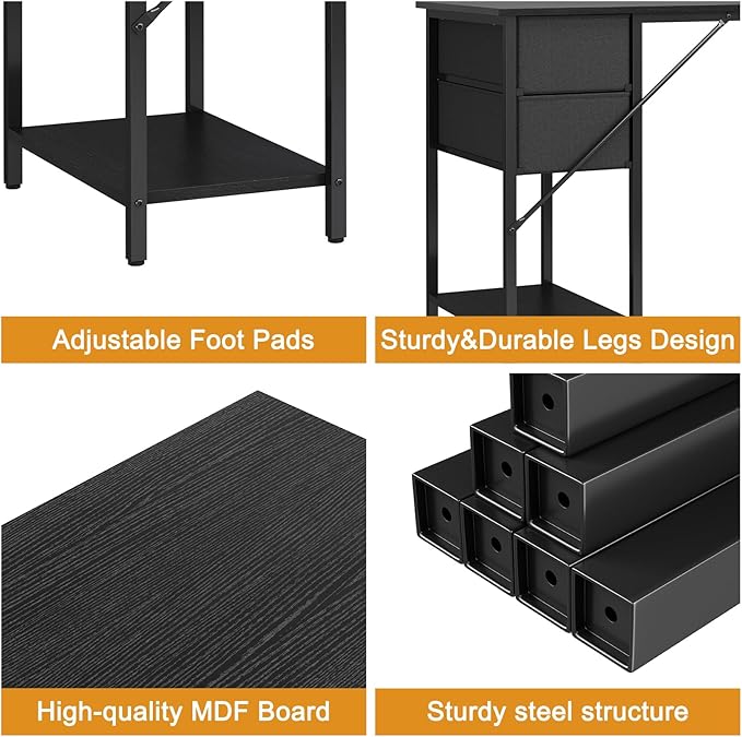 Computer Desk with 4 Drawers, 47 Inch Office Desk with Storage, Gaming Desk with CPU Shelves, Writing Desk Work Desk for Home Office, Study, Bedroom, Work from Home, Black