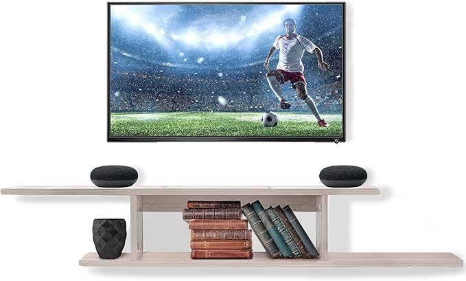 Floating TV Stand, Wall Mounted Floating Media Shelf Organizer Entertainment Center Console for Home and Office, Storage for Accessories Wifi Router Remote Control DVD Player and More (White)