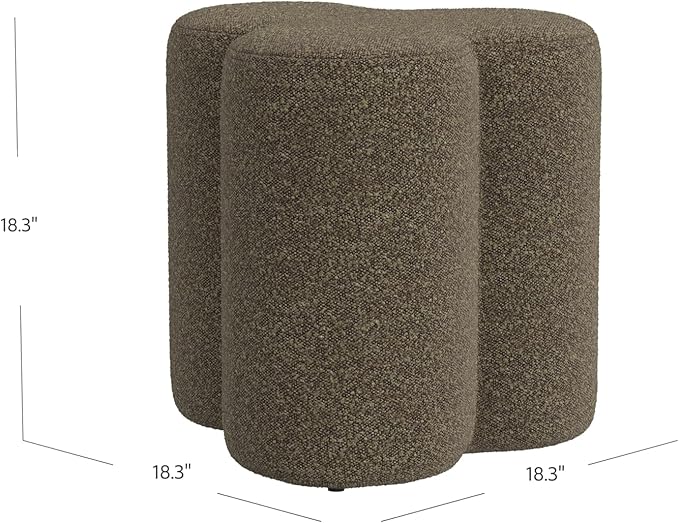 HomePop Upholstered Clover Shaped Ottoman (No Lid, Seat Only) Home Décor | Foot Rest Pouf – Dark Brown Boucle