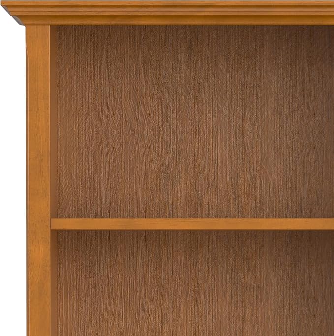 SIMPLIHOME Amherst Bookcase - 70 inch Tall 5-Shelf Solid Wood Bookshelf in Light Golden Brown, Transitional Storage for Living Room, Study Room or Office with Adjustable Shelves and Tapered Legs