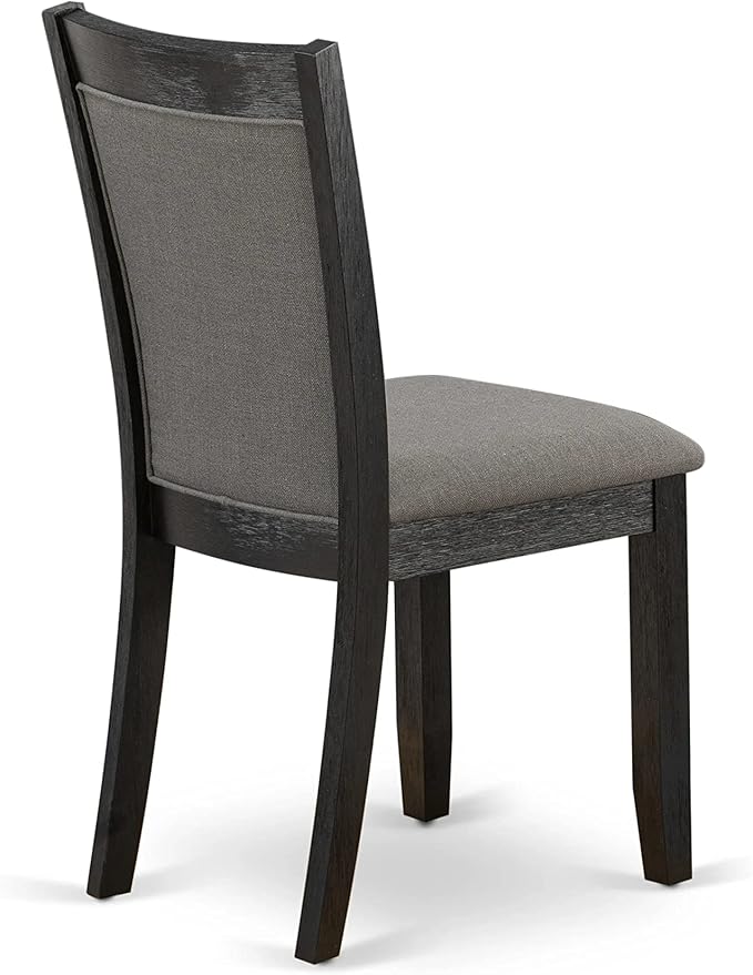 East West Furniture X627MZ650-6 6 Piece Dining Table Set Contains a Rectangle Kitchen Table and 4 Dark Gotham Grey Linen Fabric Parson Chairs with a Bench, 40x72 Inch, Multi-Color