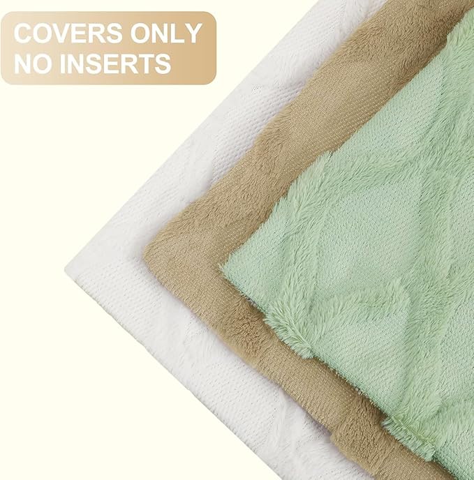 decorUhome Throw Pillow Covers 22x22 Inch Set of 2, Soft Plush Faux Fur Wool Sage Green Couch Pillow Covers, Decorative Neutral Pillow Cases for Bed Sofa Living Room Home Decor