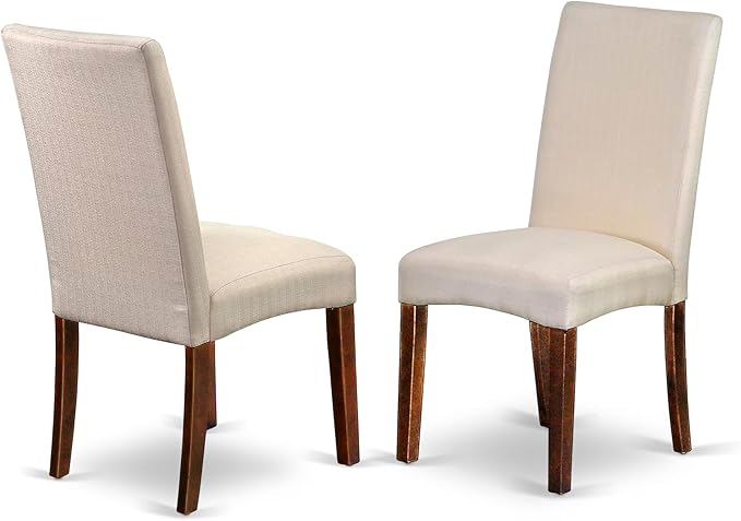 East West Furniture AMDR3-MAH-01 3 Piece Dinette Set for Small Spaces Contains a Round Kitchen Table with Pedestal and 2 Cream Linen Fabric Parson Dining Chairs, 36x36 Inch, Mahogany