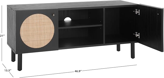 SAFAVIEH Home Collection Ophelia Black 2-Door 2-Shelf Entertainment Media Stand (Fits up to a 50" Flatscreen TV)