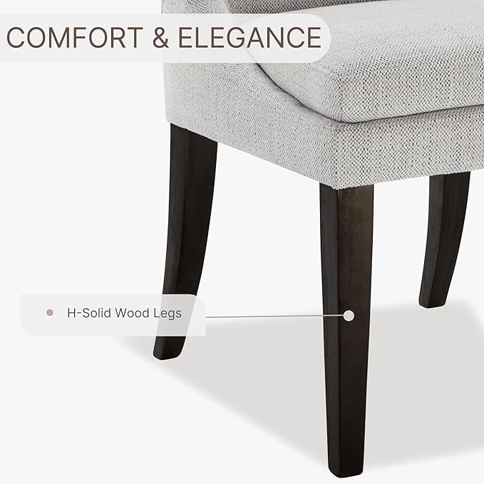 Upholstered Dining Chairs Modern Sidechair Performance Fabric High Back Armlesschair for Diningroom Kitchen,Linen,Set of 2(1 Box)
