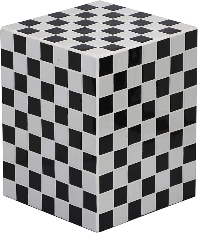 JONATHAN Y END2000K Callista 18" Modern Bohemian Ceramic Tiled Rectangle End Table, Side Table, Accent Table for Living Room, Bedroom, Light Gray/Black