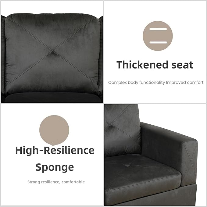 L Shaped Sectional Couch Sofa, Modern Couches for Living Room, Comfy 4 Seat Modular Sectional Sofa with Ottoman Storage for Bedroom Apartment, Coffee