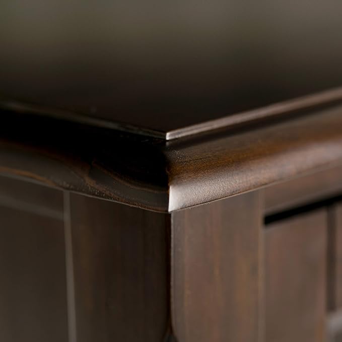 SIMPLIHOME Burlington SOLID WOOD 54 inch Wide Transitional TV Media Stand in Mahogany Brown For TVs up to 60 inches for the Living Room and Entertainment Center