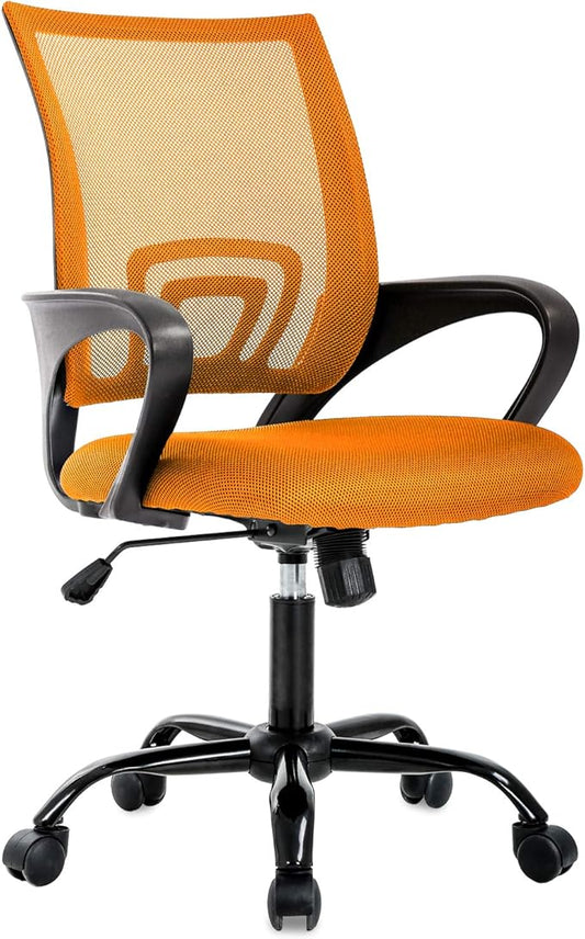 BestOffice Office Computer Chair Ergonomic Mesh Desk Chair with Lumbar Support Modern Executive Adjustable Stool Rolling Swivel for Back Pain (Orange)