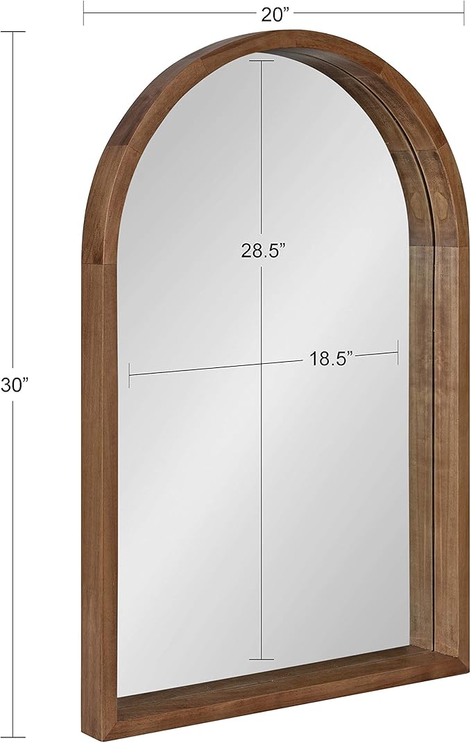 Kate and Laurel Hutton Rustic Arch Mirror, 20 x 30, Natural Rustic, Farmhouse Accent Mirror for Wall