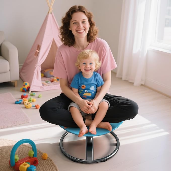 Spinning Chair for Autistic Kids - Sensory Spinning Chair for Autistic Children with Safety Handle & Non-Slip Design, Sensory Swivel Chairs for Kids 3-8 Years(Blue)