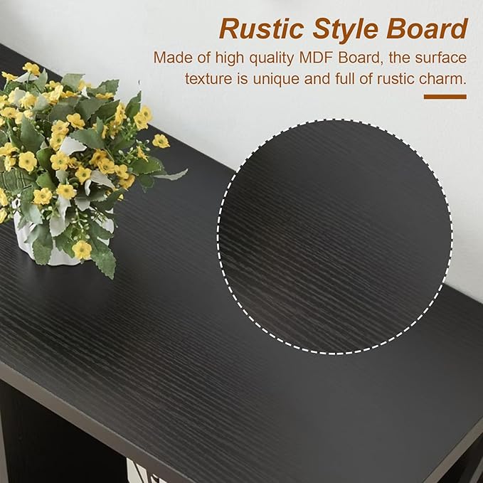 HOMISSUE Coffee Table, Rustic Rectangle Coffee Table with 2-Tier Storage, Engineered Wood Center Table with Open Shelves, Minimalist Coffee Table for Living Room, 39 Inch, Black
