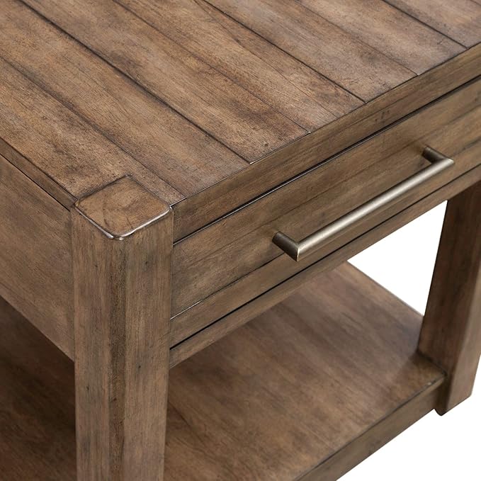 Liberty Furniture Broadmore Living Room Drawer End Table - Cobblestone Brown