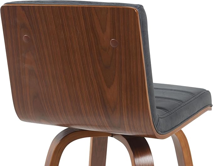 Vienna Modern Counter Height Swivel Bar Stool with Vintage Black Upholstered Seat and Walnut Finished Wood Frame Set of 3