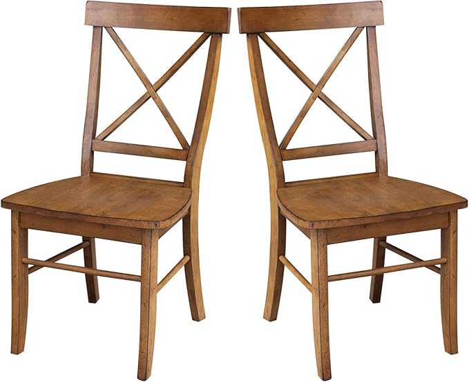 International Concepts Set of Two X-Back Dining Chair, Pecan