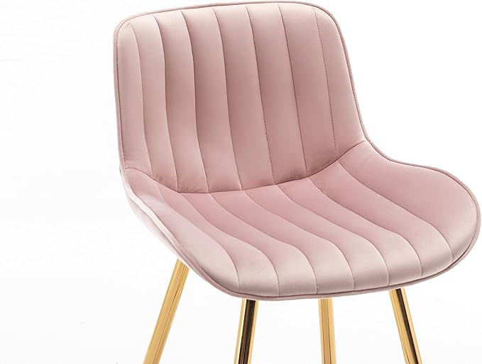 Sidanli Pink Bar Stools Set of 2, Velvet Counter Stools with Footrests, 24” Armless Counter Height Chairs for Bar, Kitchen, Living Room