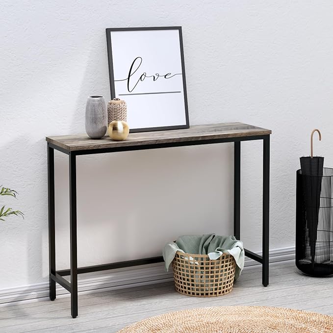 39.4” Console Table, Hallway Entrance Table Sofa Table Behind Couch, for Living Room, Entryway, Easy Assembly, Accent Table, Grey