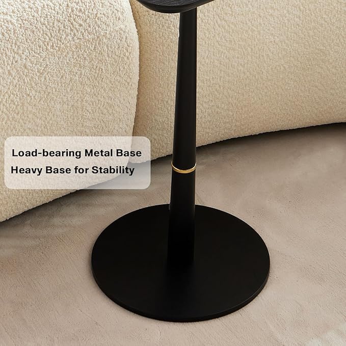 Small Side Table for Small Spaces Living Room, Tall End Side Table for Sofa Couch, Square Drink Coffee Tables, Modern Martini Cocktail Beverage Pedestal Stand for Bedroom, Black