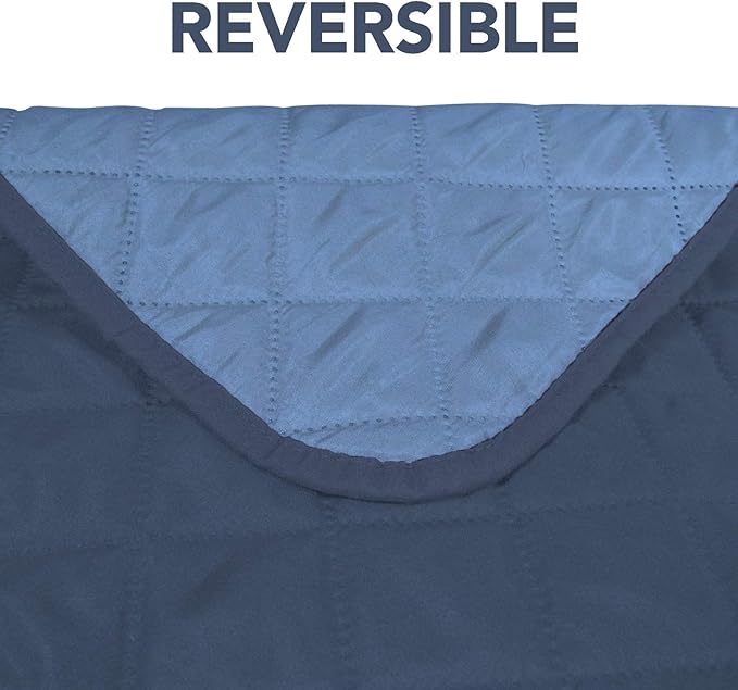 PureFit Reversible Sofa Cover Water Resistant Loveseat Couch Cover, Machine Washable Furniture Cover with Non-Slip Foam and Adjustable Strap for Dogs, Pets (Loveseat, Dark Blue/Light Blue)