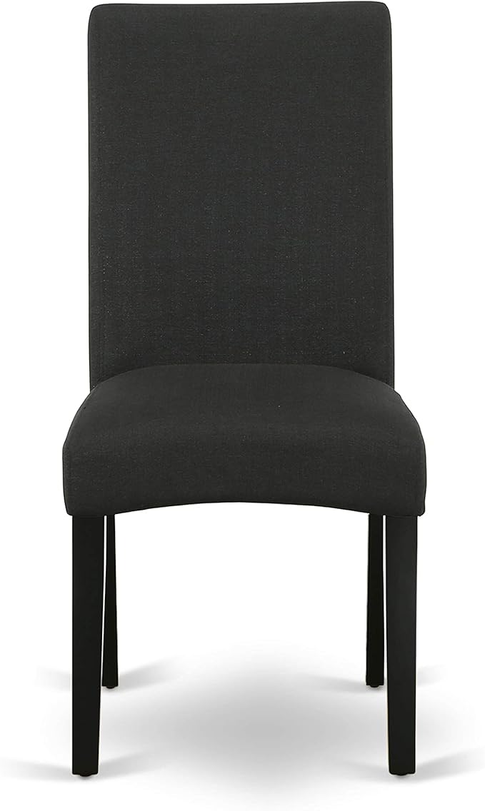 East West Furniture X697DR124-7 7 Piece Dinette Set Consist of a Rectangle Dining Room Table with X-Legs and 6 Black Color Linen Fabric Upholstered Parson Chairs, 40x72 Inch, Multi-Color