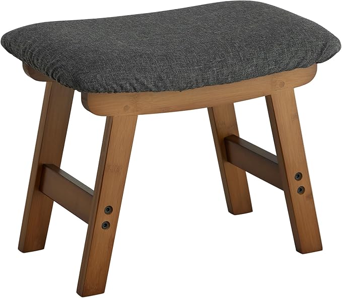 Foot Stool Ottoman Foot Rest Under Desk,Small Stool for Living Room, Bedroom and Kitchen (Brown Legs - Gray Stool Surface)