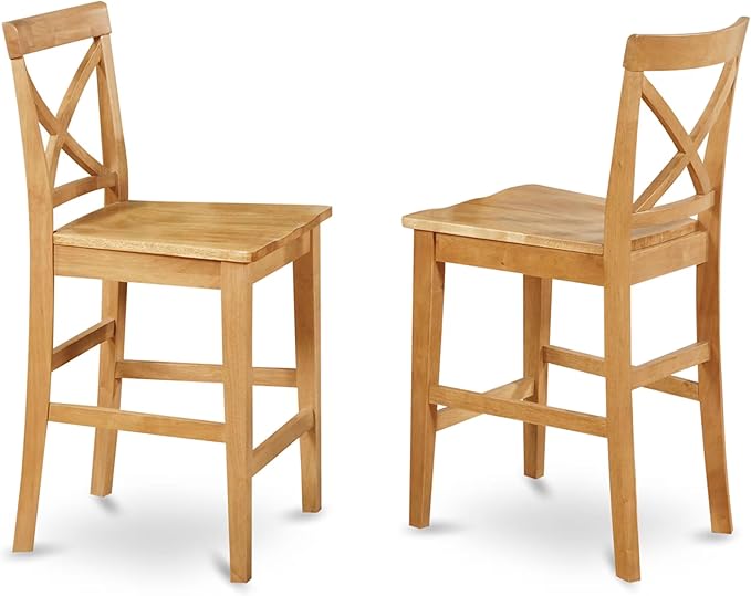 East West Furniture CAPU7H-OAK-W 7 Piece Kitchen Counter Height Dining Table Set Consist of a Rectangle Dining Room Table and 6 Wooden Seat Chairs, 36x60 Inch, Oak