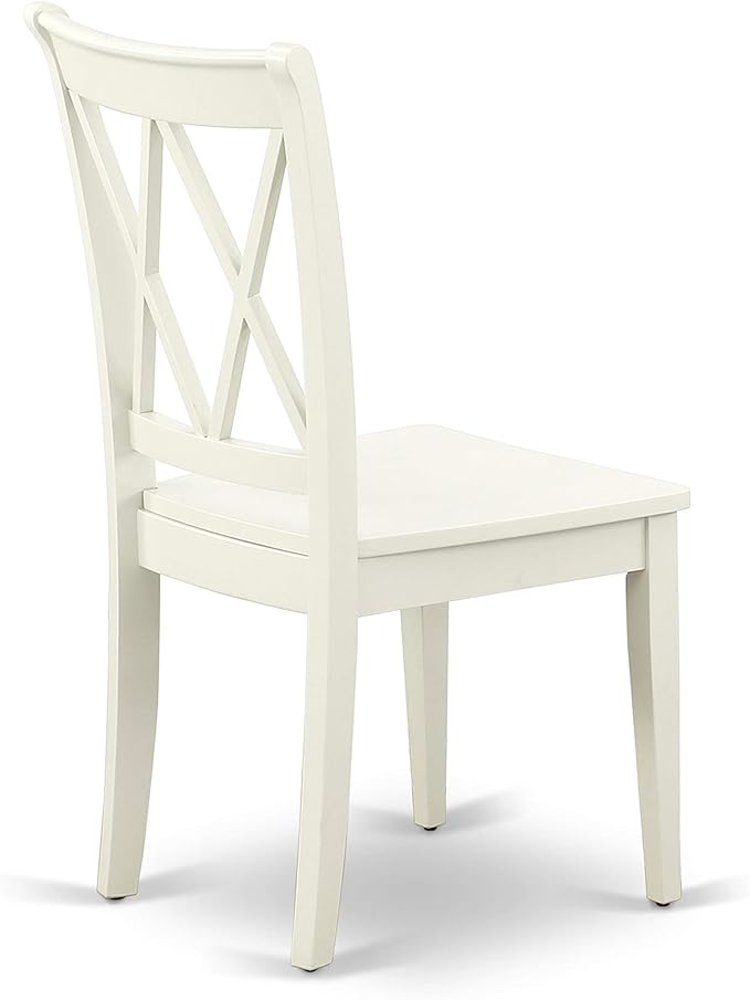 East West Furniture HBCL3-LWH-W 3 Piece Dinette Set for Small Spaces Contains a Round Dining Table with Pedestal and 2 Dining Chairs, 42x42 Inch, Linen White