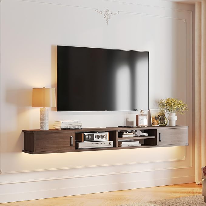 Floating TV Stand,51'' Wall Mounted TV Console,Floating TV Shelf,Wall TV Cabinet,Floating Entertainment Shelf,Walnut