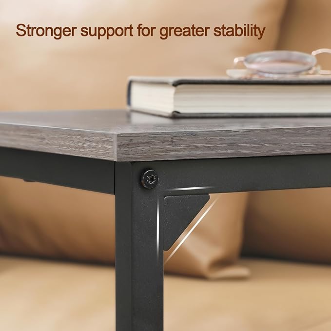 AMHANCIBLE C Shaped End Table, Slide Under Couch Table for Sofa, TV Tray Snack Table, Small Side Table for Small Space, Living Room, Grey HET02CGY-1