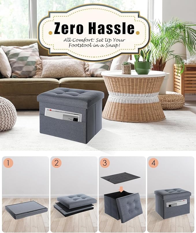 Ottoman Storage Ottoman Foot Rest Stool Foldable Bench with Storage Student Dormitory Bedroom and Entryway 17 X 13 X 13