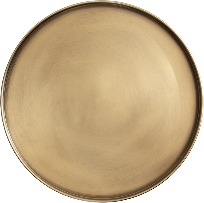 Kate and Laurel Tira Elegant Round Side Table, 14 x 24, Brass and Walnut Brown, Mid-Century Circle End Table for Use as Bedroom Nightstand or Living Room Table Option